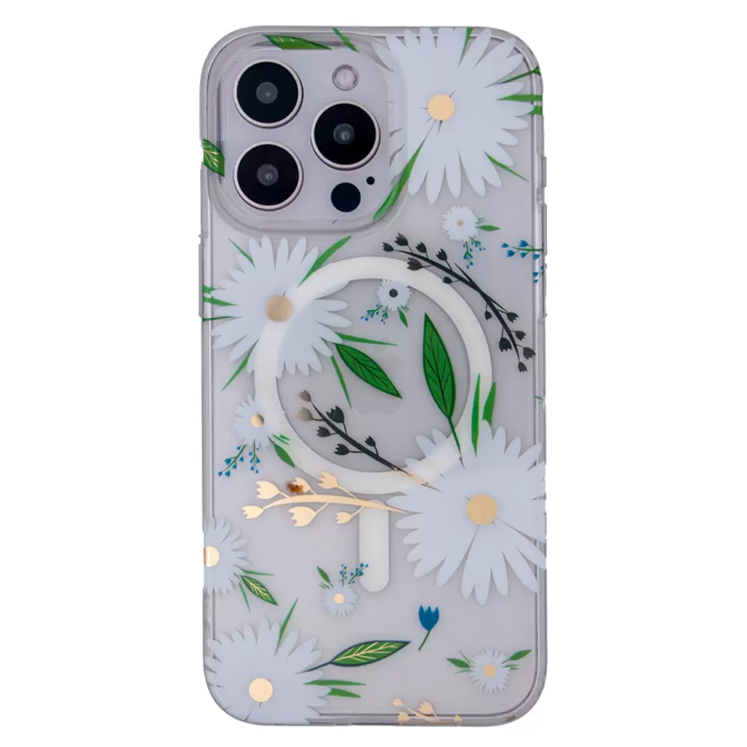 iPhone 15/iPhone 14/iPhone 13 Designed Case MagSafe White Daisy